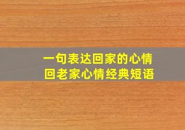 一句表达回家的心情 回老家心情经典短语